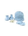 Set Gorro Manoplas y Patucos azul