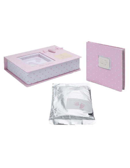 Set Huellas Bebé Corazón Rosa