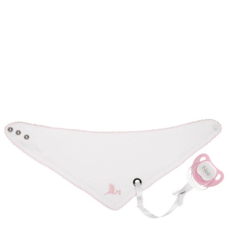 Babero bandana con chupete personalizado rosa