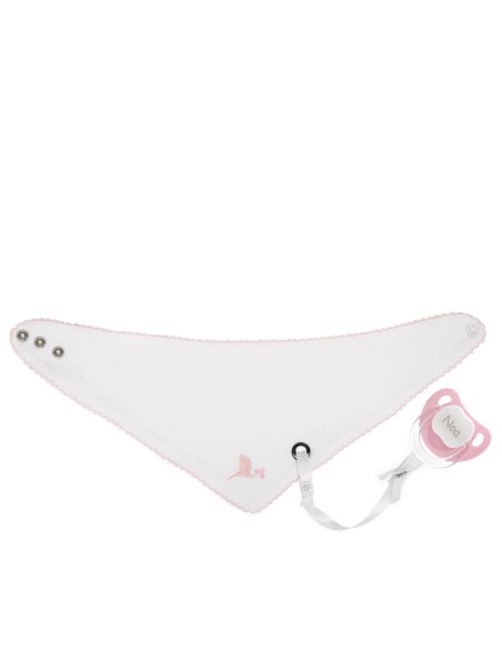 Babero bandana con chupete personalizado rosa