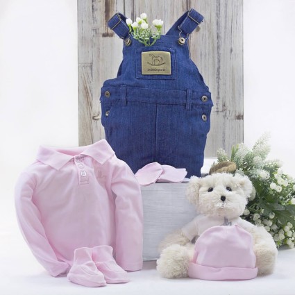 Regalo Conjunto de Ropa Bebé Con Oso de Peluche Rosa