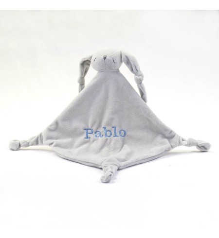 Canastilla con Maleta Bebé Manta y Doudou Personalizable azul