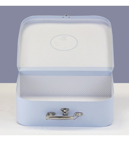 Canastilla con Maleta Bebé Manta y Doudou Personalizable azul