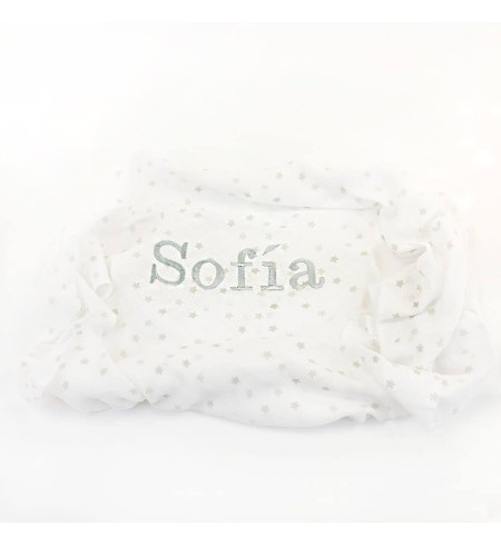 Tarta de Pañales con Muselina Personalizado funda y osito de Peluche gris