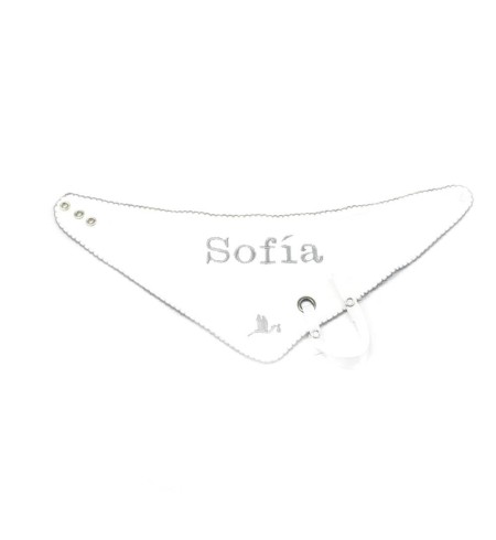 Set Regalo Baberos Bordados con Chupete Personalizado gris