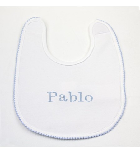 Set Regalo Baberos Bordados con Chupete Personalizado azul