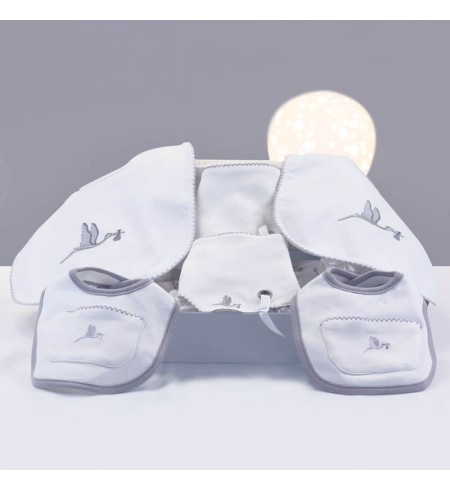 Set Regalo Baberos Bordados con Chupete Personalizado gris