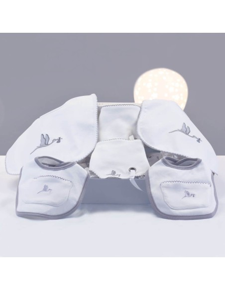 Set Regalo Baberos Bordados con Chupete Personalizado gris
