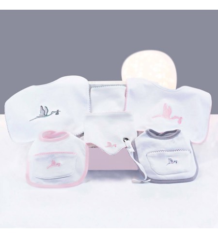 Set Regalo Baberos Bordados con Chupete Personalizado rosa