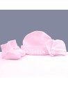 Conjunto patucos manoplas y gorro personalizado rosa