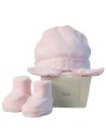 Conjunto patucos manoplas y gorro personalizado rosa