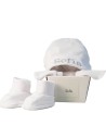 Conjunto patucos manoplas y gorro personalizado blanco